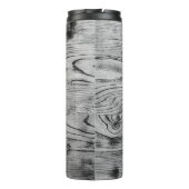  grijs zwart gebrand hout Monogram Thermosbeker (Achterkant)