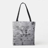  grijs zwart gebrand hout Monogram Tote Bag (Achterkant)