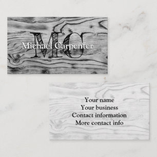 grijs zwart gebrand hout Monogram Visitekaartje