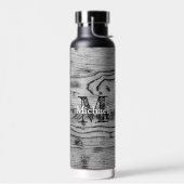  grijs zwart gebrand hout Monogram Waterfles (Links)