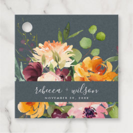 GRIJS ZWART GEEL ORANJE FLORAAL BUNCH WEDING BEDANKJES LABELS