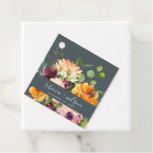 GRIJS ZWART GEEL ORANJE FLORAAL BUNCH WEDING BEDANKJES LABELS (In situ)