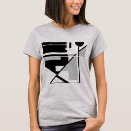 Grijs Zwart Geometric Art MCM-geïnspireerd Ontwerp T-shirt