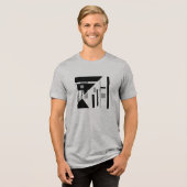 Grijs Zwart Geometrische Gehellende MCM Abstract K Tri-Blend Shirt (Voorkant volledig)