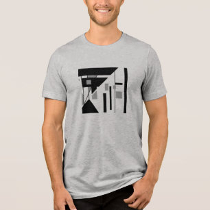 Grijs Zwart Geometrische Gehellende MCM Abstract K Tri-Blend Shirt