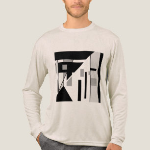 Grijs Zwart Geometrische Gehellende MCM Look Abstr Tri-Blend Shirt