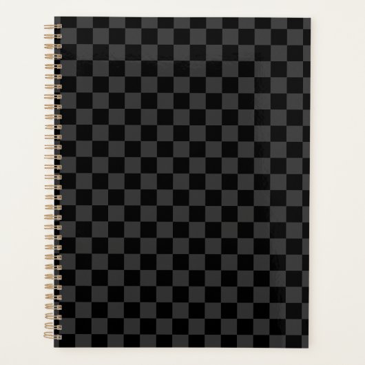 Grijs Zwart Geruit Schaakbord Planner (Voorkant)