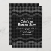 Grijs Zwart Geruite Checker Plakkaatfeest Kaart (Voorkant / Achterkant)