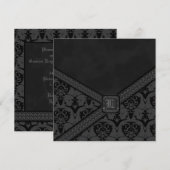 Grijs & Zwart Goth Kant Bruiloft Kaart (Voorkant / Achterkant)