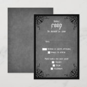 Grijs Zwart Gotisch Bruiloft RSVP Kaartje (Voorkant / Achterkant)
