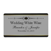 Grijs, Zwart & Goud Aangepaste Bruiloft Mini Wijn Etiket (Voorkant)