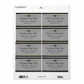 Grijs, Zwart & Goud Aangepaste Bruiloft Mini Wijn  Etiket (Full Sheet)