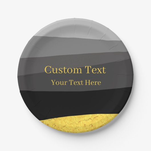 Grijs Zwart Goud Classy Ontwerp Aangepaste Tekst Papieren Bordje (Voorkant)