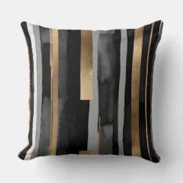 Grijs zwart goud strepen kussen