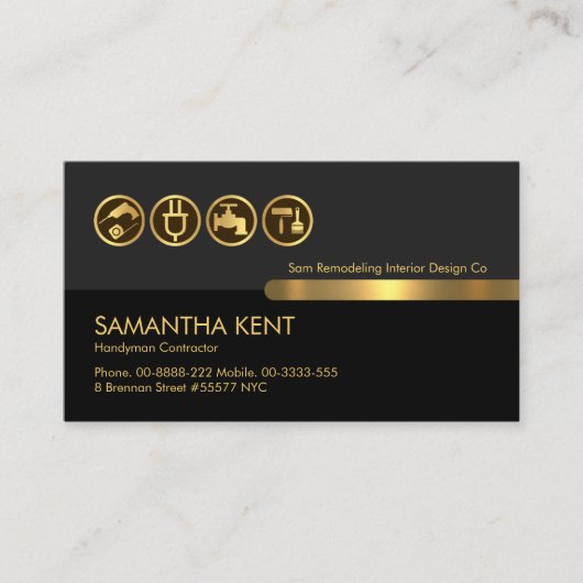 Grijs Zwart Gouden Lagen Gouden Splatter Visitekaartje (Voorkant)