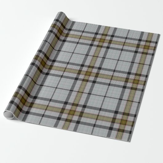 Grijs Zwart Groen Tartan Plaid Cadeaupapier (Uitgerold)