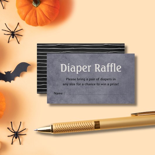 Grijs Zwart Halloween Baby shower Luier Raffle Informatiekaartje