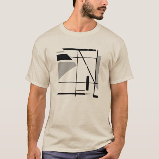 Grijs Zwart Hedendaags Klein Geometrisch Abstract T-shirt (Voorkant)