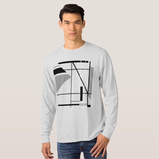 Grijs Zwart Hedendaags Vet Geometrisch Abstract T-shirt (Voorkant volledig)