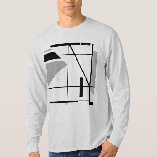 Grijs Zwart Hedendaags Vet Geometrisch Abstract T-shirt (Voorkant)