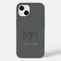 Grijs Zwart Koppel Modern Monogram Uw Naam Beginle
