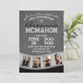 Grijs & Zwart Krijtbord Foto Filmstrip Afstuderen Kaart