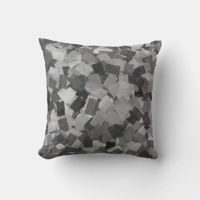 Grijs Zwart Kubisme Abstract Patroon Kussen (Voorkant)