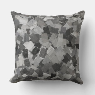 Grijs Zwart Kubisme Abstract Patroon Kussen