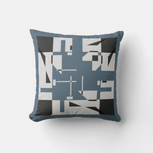 Grijs Zwart Leisteen Blauw Kleine Vormen Kunst Doo Kussen