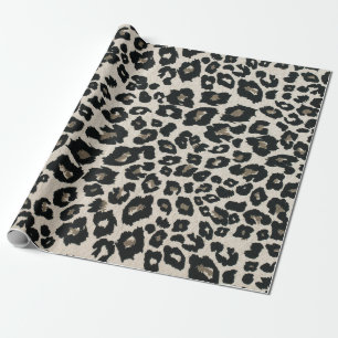 Grijs Zwart Leopard Dierenprint Cadeaupapier