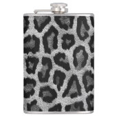 Grijs Zwart Leopard Dierenprint Heupfles (Voorkant)