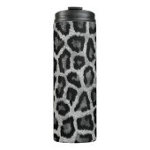 Grijs Zwart Leopard Dierenprint Thermosbeker (Voorkant)
