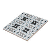 Grijs Zwart Lichtblauw Wit Etnische Tribe Art Tegeltje (Zijkant)