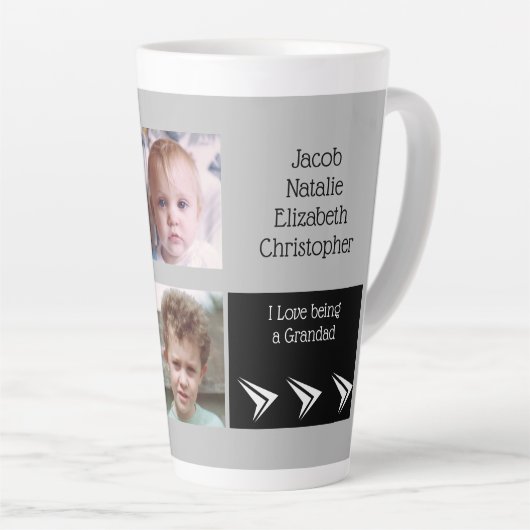 Grijs zwart liefde zijn een opa met foto's latte mok (Rechterhoek)