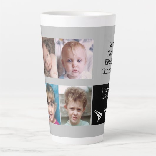 Grijs zwart liefde zijn een opa met foto's latte mok (Voorkant)
