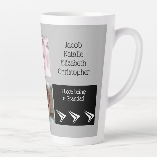 Grijs zwart liefde zijn een opa met foto's latte mok (Rechts)