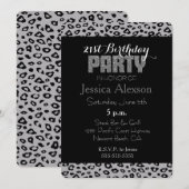 Grijs Zwart Luipaardprint 21e Verjaardag Kaart (Voorkant / Achterkant)