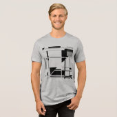 Grijs Zwart MCM-geïnspireerd Abstract Labyrinth De Tri-Blend Shirt (Voorkant volledig)