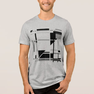 Grijs Zwart MCM-geïnspireerd Abstract Labyrinth De Tri-Blend Shirt