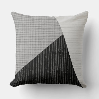 Grijs Zwart Modern Bamboe Print Crosshatch Weave Kussen