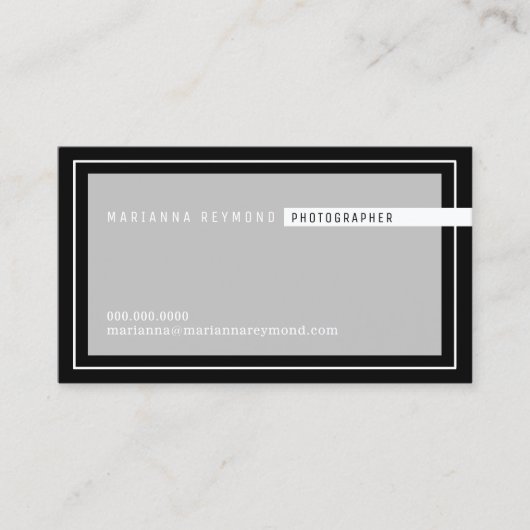 grijs/zwart modern, fotograaf visitekaartje (Voorkant)