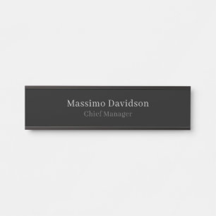 Grijs Zwart Modern Minimalistisch Eenvoudig Serif  Deurbordje