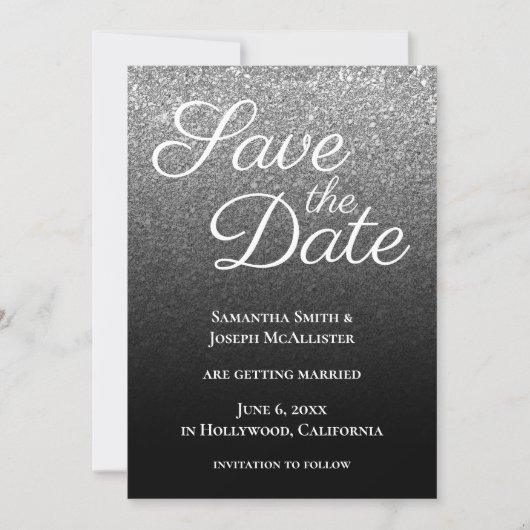 Grijs Zwart Moderne Gradiënt Save The Date (Voorkant)