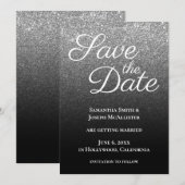 Grijs Zwart Moderne Gradiënt Save The Date (Voorkant / Achterkant)