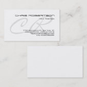 Grijs zwart monogram wit charmerend Visitekaartje (Voorkant / Achterkant)