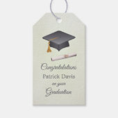 Grijs zwart mortier, diploma Afstuderen Cadeaulabel (Voorkant)