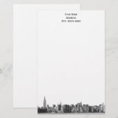 Grijs Zwart NYC Silhouet Etch 01 Briefpapier (Voorkant / Achterkant)