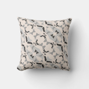 Grijs Zwart op Beige Diagonal Art Abstract Motief Kussen