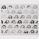 Grijs Zwart Pastel Grijs 3D Olifanten Cadeaupapier (Vlak)