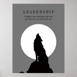 Grijs Zwart Pop Art Leiderschap Wolf Huilend Poster